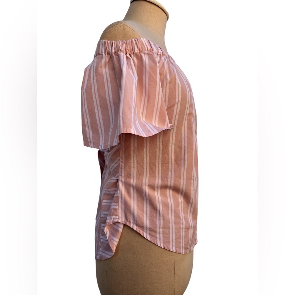 B.P. Off the Shoulder Pink Striped Blouse | Size XS - Picture 3 of 12
